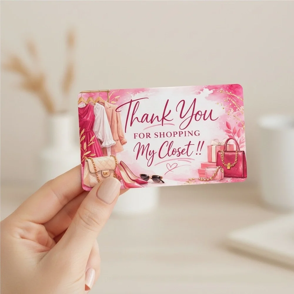 50 Coquette Pink Thank You Cards for Small Business | Poshmark Closet Inserts